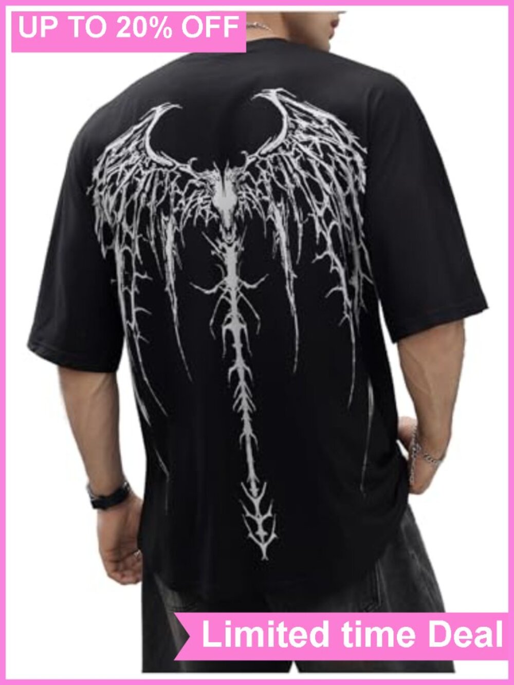 Men's Gothic Graphic Tee Short Sleeve Crewneck Loose Fit T-Shirt